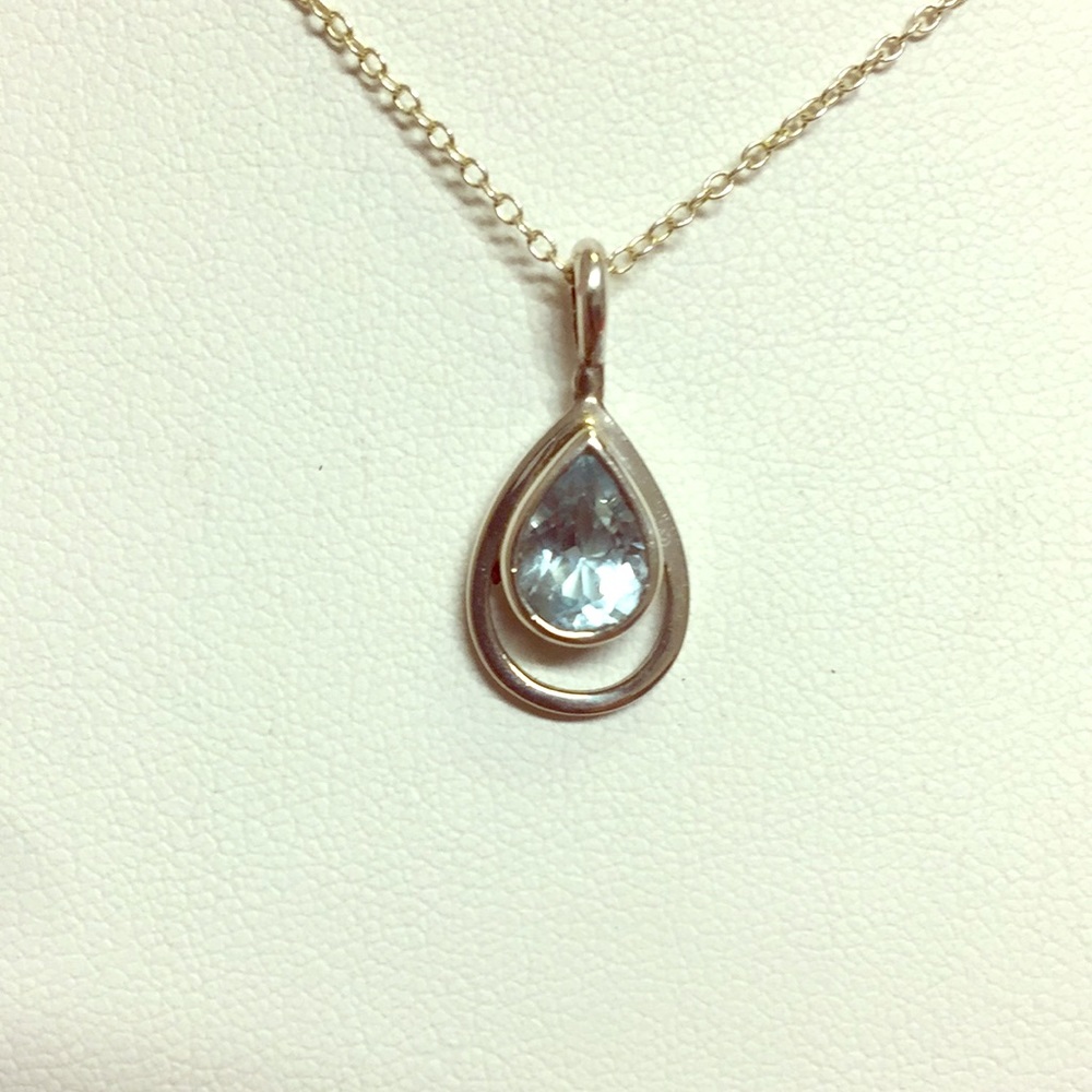Sterling Silver pendent with blue stone on chain